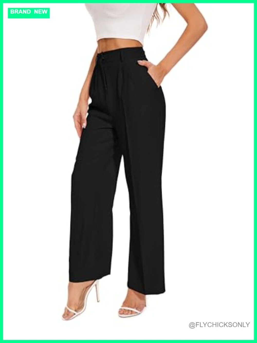 Wide Leg High Rise Pleated Dress Pants Work Slacks Business Casual Women